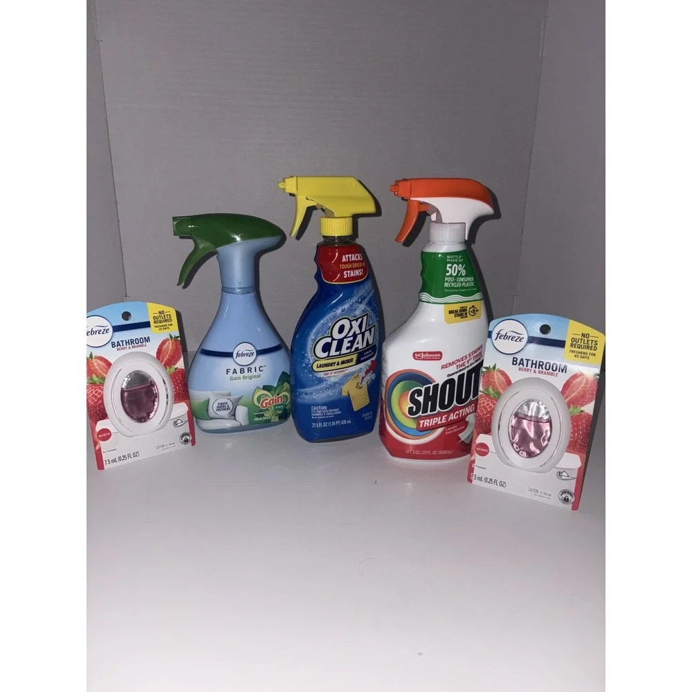 5 - Pack Cleaning Supply.  Shout - Oxi Clean - Febreze  Fabric - Air Fresher's